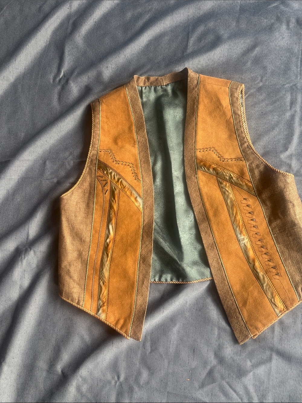 Women's Tan Suede Panel Vest - Soft Suede Layering Piece handmade by Stonesfer